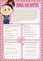 English Worksheet: DINA ON DIET!!