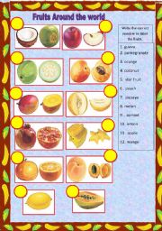 English Worksheet: FRUITS AROUND THE WORLD