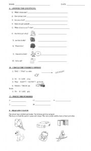 English Worksheet: Demonstratives - Questions - Numbers 1-20 - Colours