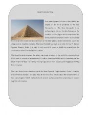 English Worksheet: Wonder of the World 1 ( Great Pyramid of Giza)