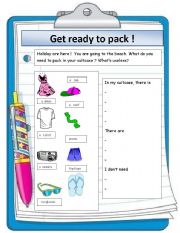 English Worksheet: Get ready to pack !