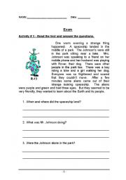English Worksheet: Simple Past Reading Comp - Gap filling with the correct tense