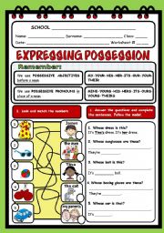 English Worksheet: EXPRESSING POSSESSION