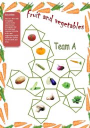 English Worksheet: GAME:Fruit and vegetables(editable)