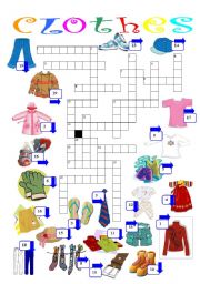 English Worksheet: clothes crossword