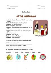English Worksheet: At the restaurant