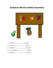 English Worksheet: Prepositions of place