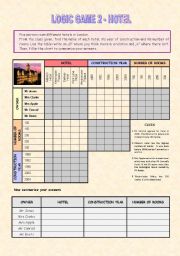 English Worksheet: Logic game 2 - Hotel (Key included)
