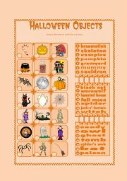 English Worksheet: Halloween Objects
