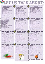 English Worksheet: LET US TALK ABOUT .SPEAKING A LOT