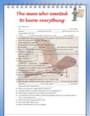 English Worksheet: Leonardo Da Vinci (PAST TENSES)