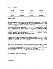 English Worksheet: a bank complaint