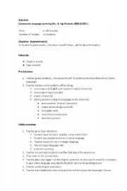 English worksheet: Lesson Plan CLL  Activities