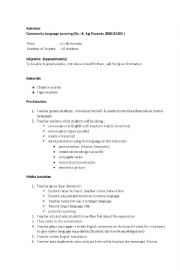 English Worksheet: Lesson Plan CLL  Activities