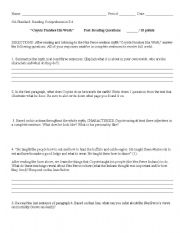 English worksheet: Coyote Finishes His Work: Mythology Questions