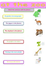 English worksheet: at the zoo  / the superlatives