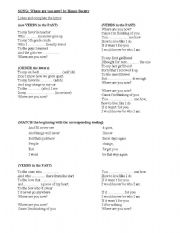English worksheet: song: Where are you now ?
