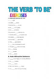 English Worksheet: The verb to be 