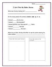 English Worksheet: I cant find my Roller skates