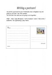 English Worksheet: Writing a postcard