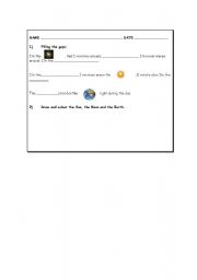 English Worksheet: The Sun, the moon, the earth