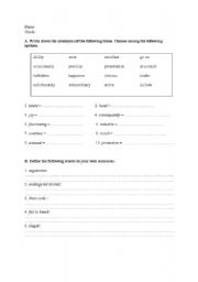 English worksheet: Vocabulary 