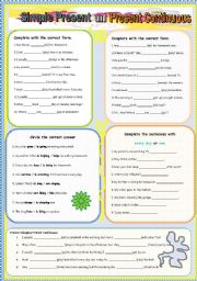 English Worksheet: PRESENT SIMPLE AND PRESENT CONTINUOUS