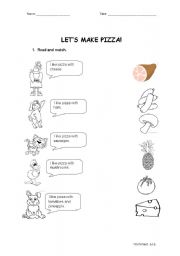 English worksheet: Lets make pizza