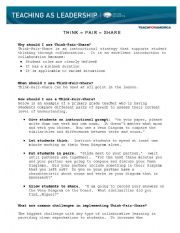 English Worksheet: think pair share activity