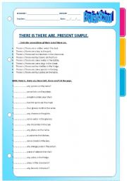 English Worksheet: Present simple there is there are.