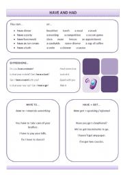 English Worksheet: Have and Had