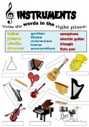 English Worksheet: instruments.