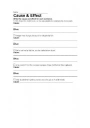 English Worksheet: Cause and Effect