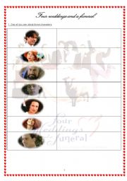 English Worksheet: four weddings and a funeral part 1