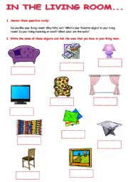 English Worksheet: IN THE LIVING ROOM