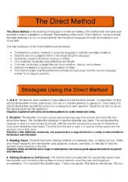 English Worksheet: DIRECT METHOD GUIDE