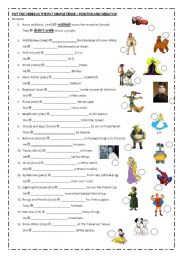 English Worksheet: simple past: positive and negative sentences (regular verbs) famous movie characters