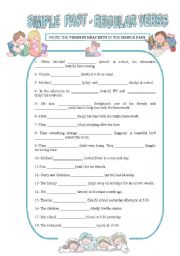 English Worksheet: SIMPLE PAST - REGULAR VERBS