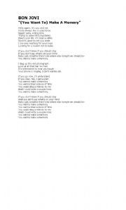 English Worksheet: You want to make a memory