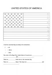 English Worksheet: The Flag of the United States of America