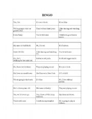 English worksheet: Bingo to be