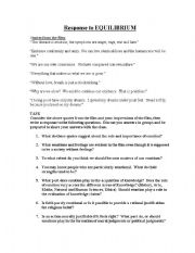 English Worksheet: Analysis Questions for Equilibrium