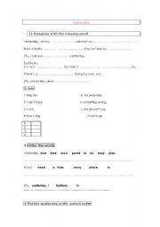 English Worksheet: YESTERDAY