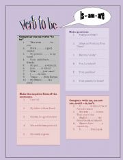 English Worksheet: Verb to be