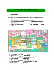 English Worksheet: IN THE KITCHEN. PREPOSITIONS