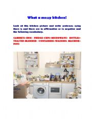 English Worksheet: What a messy kitchen!