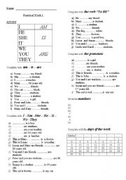 English Worksheet: Verb To Be