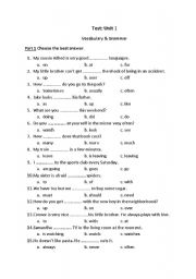 English worksheet: Grammar Test