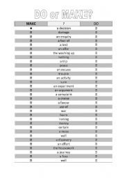 English Worksheet: Do vs Make 