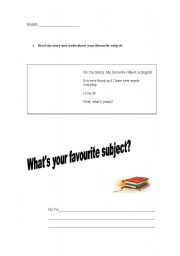 English worksheet: Whats your favourite subject?